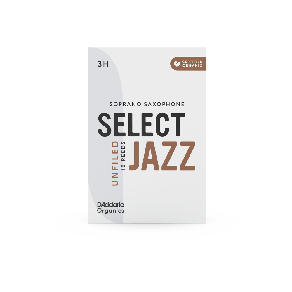 D'Addario Organic Select Jazz Unfiled Soprano Saxophone Reeds, Strength 3 Hard, Individually-Sealed, 10-Pack