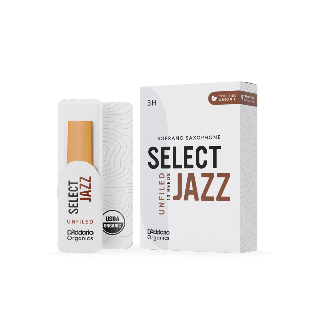D'Addario Organic Select Jazz Unfiled Soprano Saxophone Reeds, Strength 3 Hard, Individually-Sealed, 10-Pack