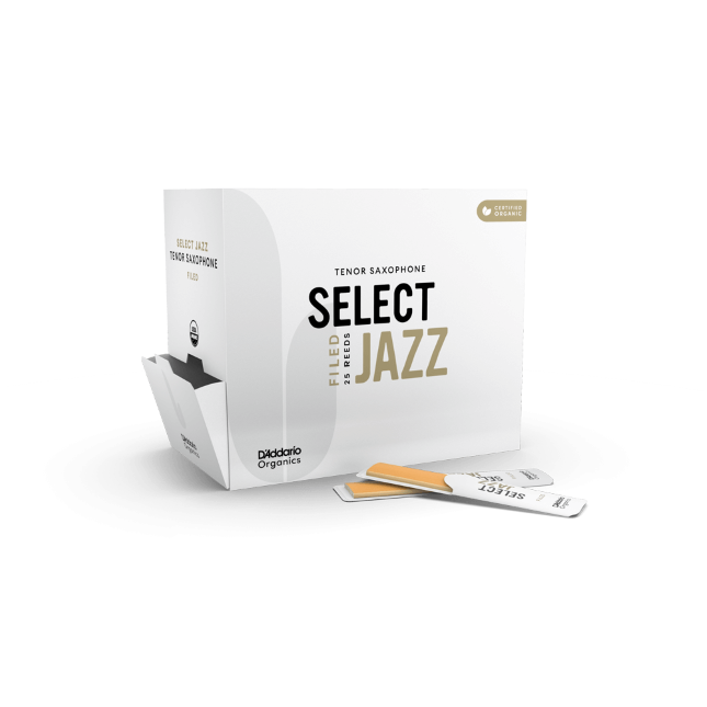 D&#39;Addario Organic Select Jazz Filed Tenor Saxophone Reeds, Strength 3 Soft, 25-Pack