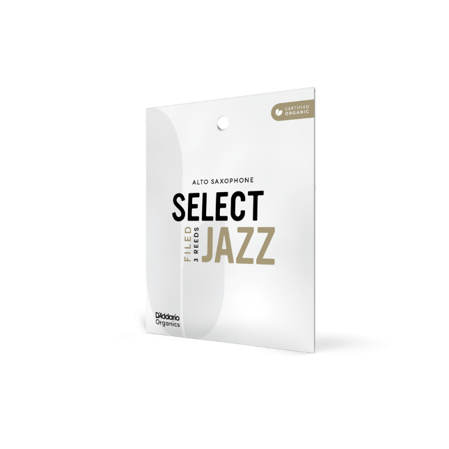 D&#39;Addario Organic Select Jazz Filed Alto Saxophone Reeds, Strength 2 Soft, Individually-Sealed, 3-Pack