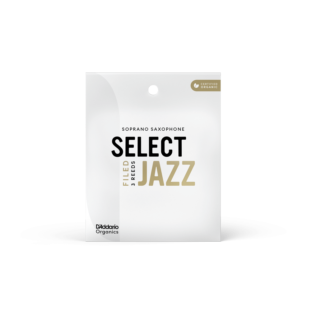 D'Addario Organic Select Jazz Filed Soprano Saxophone Reeds, Strength 2 Medium, Individually-Sealed, 3-Pack