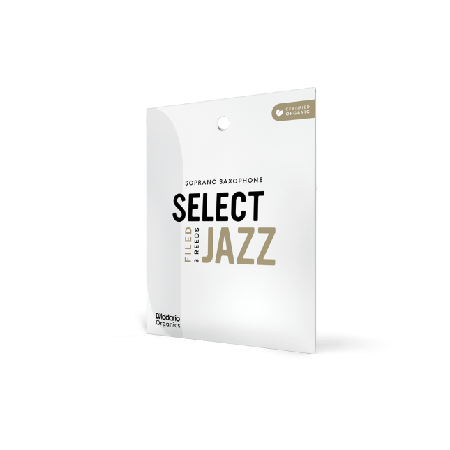 D&#39;Addario Organic Select Jazz Filed Soprano Saxophone Reeds, Strength 3 Soft, Individually-Sealed, 3-Pack