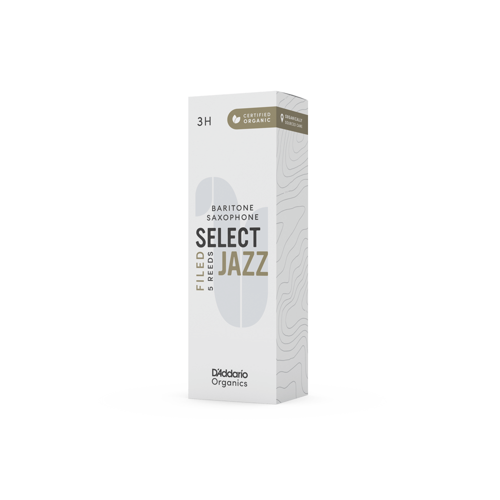 D'Addario Organic Select Jazz Filed Baritone Saxophone Reeds, Strength 3 Hard, Individually-Sealed, 5-Pack