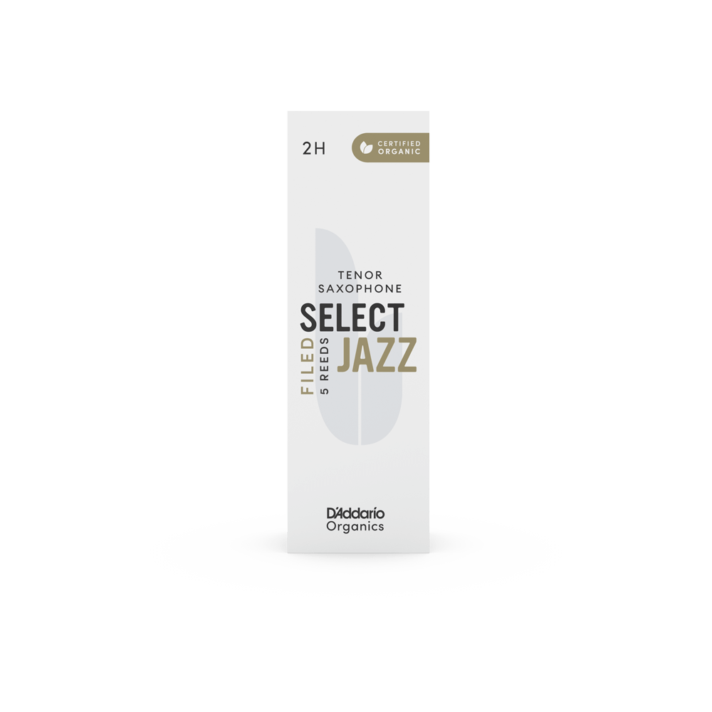 D'Addario Organic Select Jazz Filed Tenor Saxophone Reeds, Strength 2 Hard, Individually-Sealed, 5-Pack