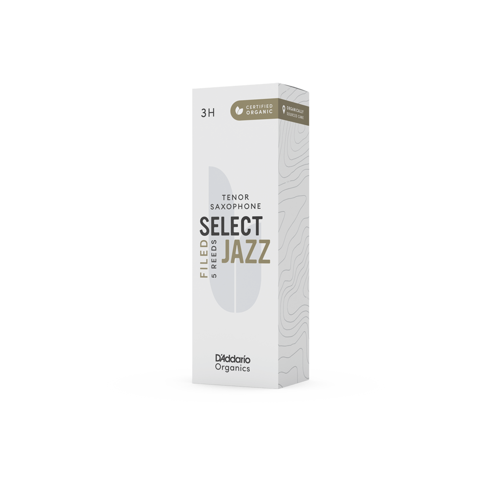 D'Addario Organic Select Jazz Filed Tenor Saxophone Reeds, Strength 3 Hard, Individually-Sealed, 5-Pack