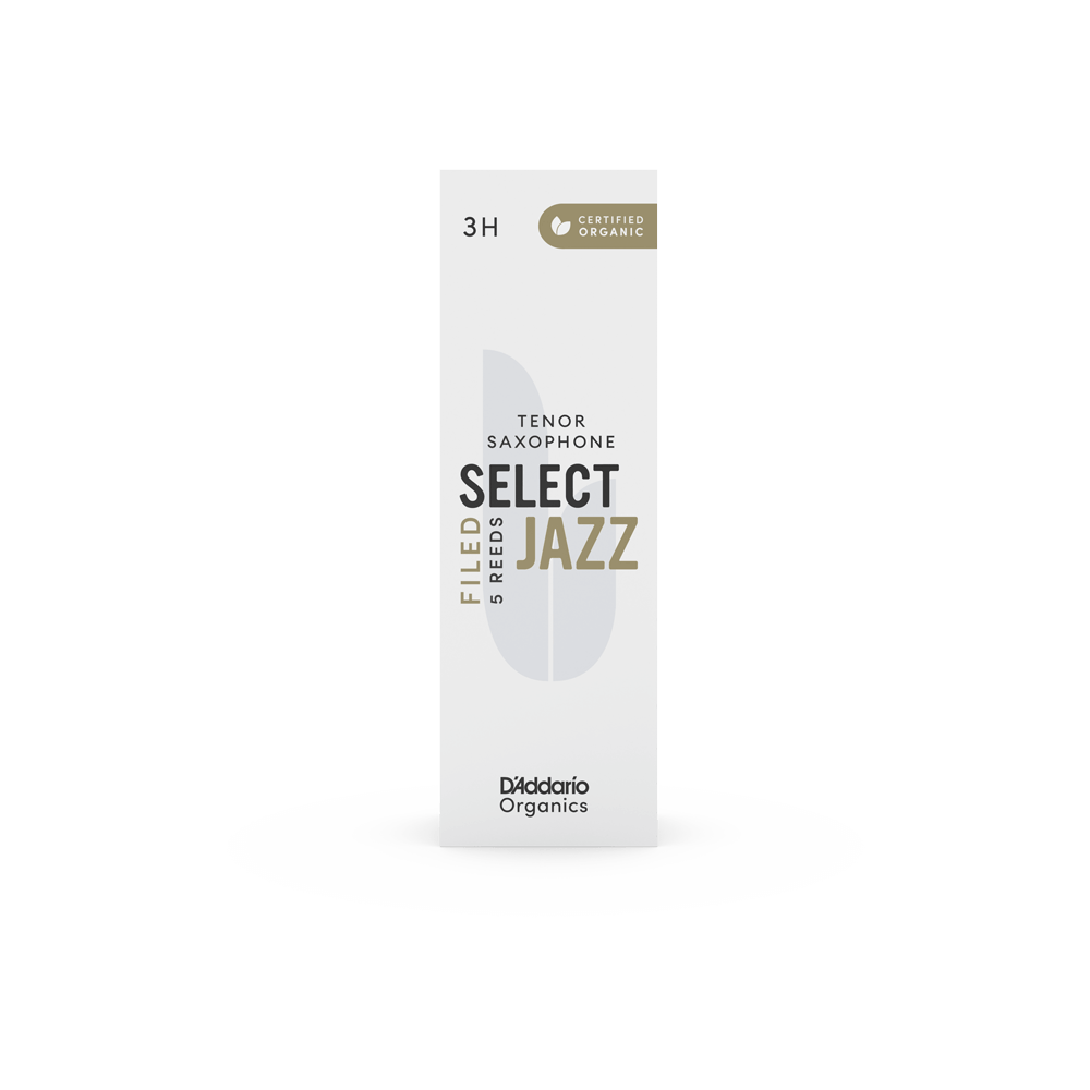D'Addario Organic Select Jazz Filed Tenor Saxophone Reeds, Strength 3 Hard, Individually-Sealed, 5-Pack