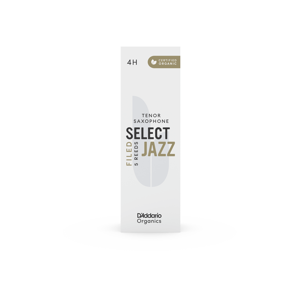 D'Addario Organic Select Jazz Filed Tenor Saxophone Reeds, Strength 4 Hard, Individually-Sealed, 5-Pack