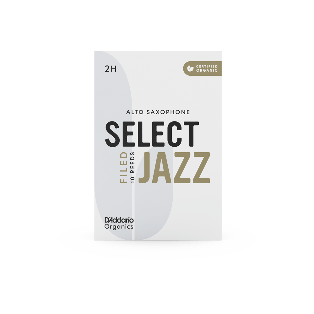 D'Addario Organic Select Jazz Filed Alto Saxophone Reeds, Strength 2 Hard, Individually-Sealed, 10-Pack
