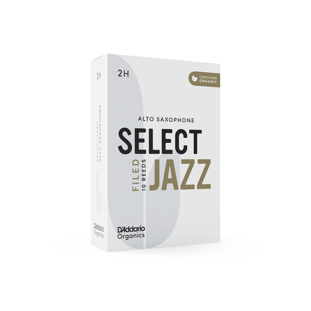 D'Addario Organic Select Jazz Filed Alto Saxophone Reeds, Strength 2 Hard, Individually-Sealed, 10-Pack