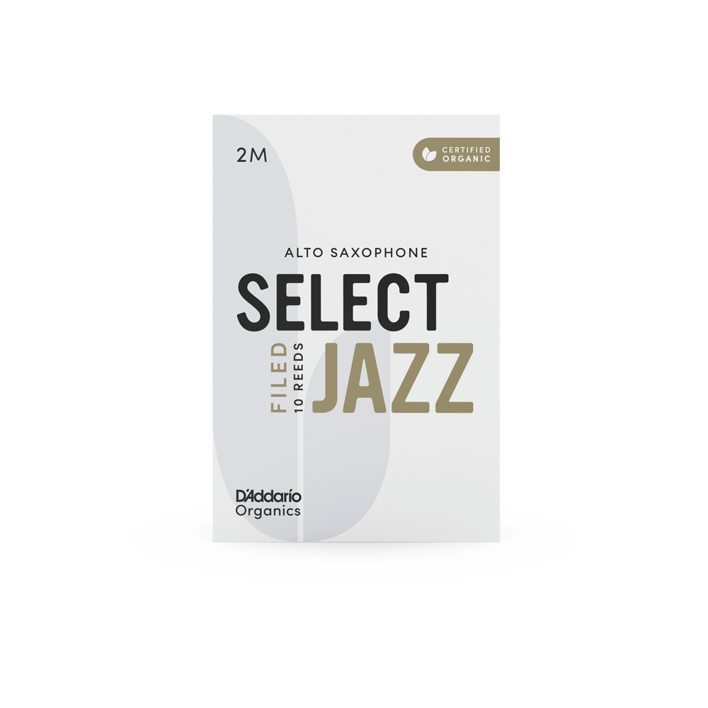 D'Addario Organic Select Jazz Filed Alto Saxophone Reeds, Strength 2 Medium, Individually-Sealed, 10-Pack