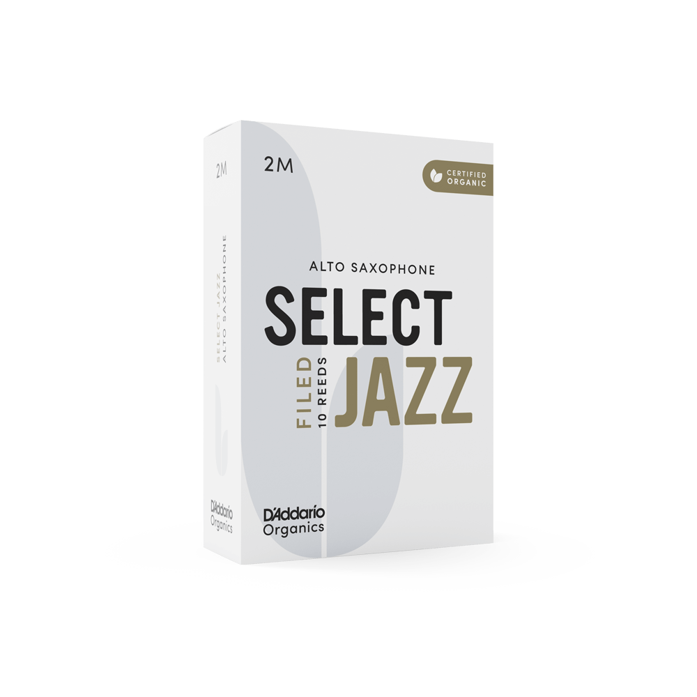 D'Addario Organic Select Jazz Filed Alto Saxophone Reeds, Strength 2 Medium, Individually-Sealed, 10-Pack
