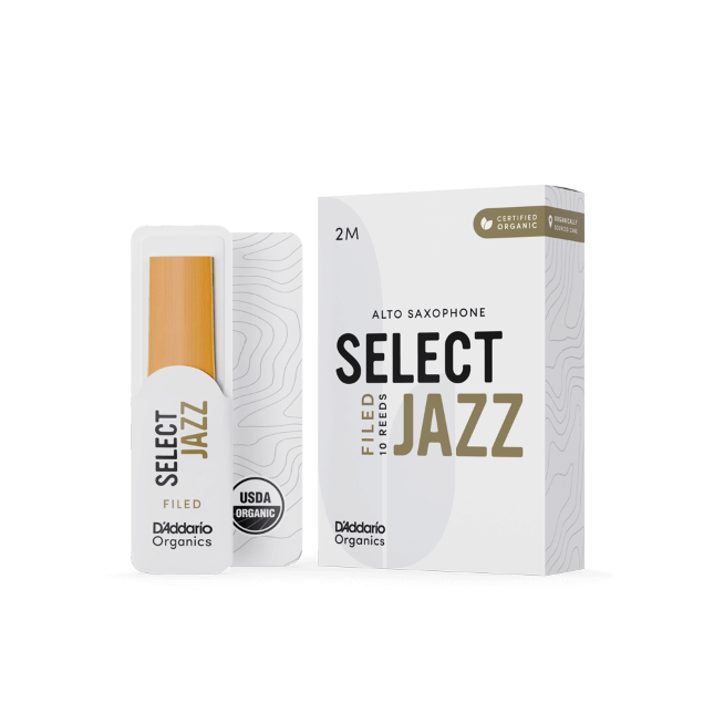 D&#39;Addario Organic Select Jazz Filed Alto Saxophone Reeds, Strength 2 Medium, Individually-Sealed, 10-Pack