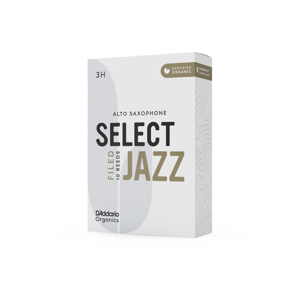 D'Addario Organic Select Jazz Filed Alto Saxophone Reeds, Strength 3 Hard, Individually-Sealed, 10-Pack