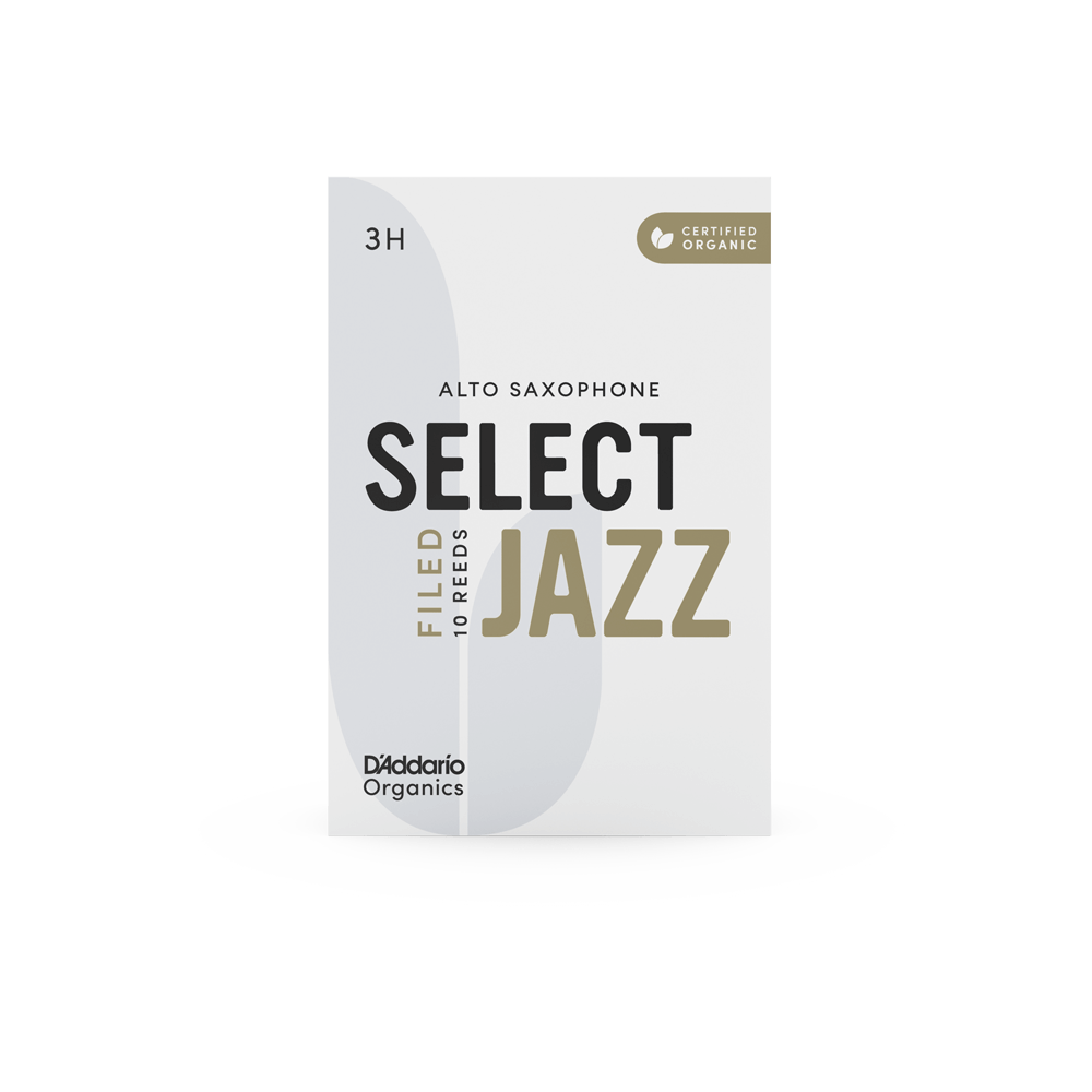 D'Addario Organic Select Jazz Filed Alto Saxophone Reeds, Strength 3 Hard, Individually-Sealed, 10-Pack