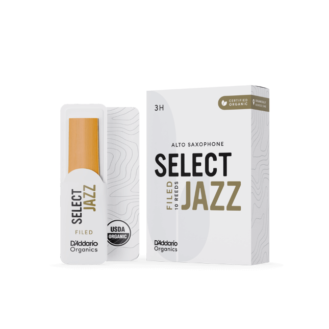 D&#39;Addario Organic Select Jazz Filed Alto Saxophone Reeds, Strength 3 Hard, Individually-Sealed, 10-Pack