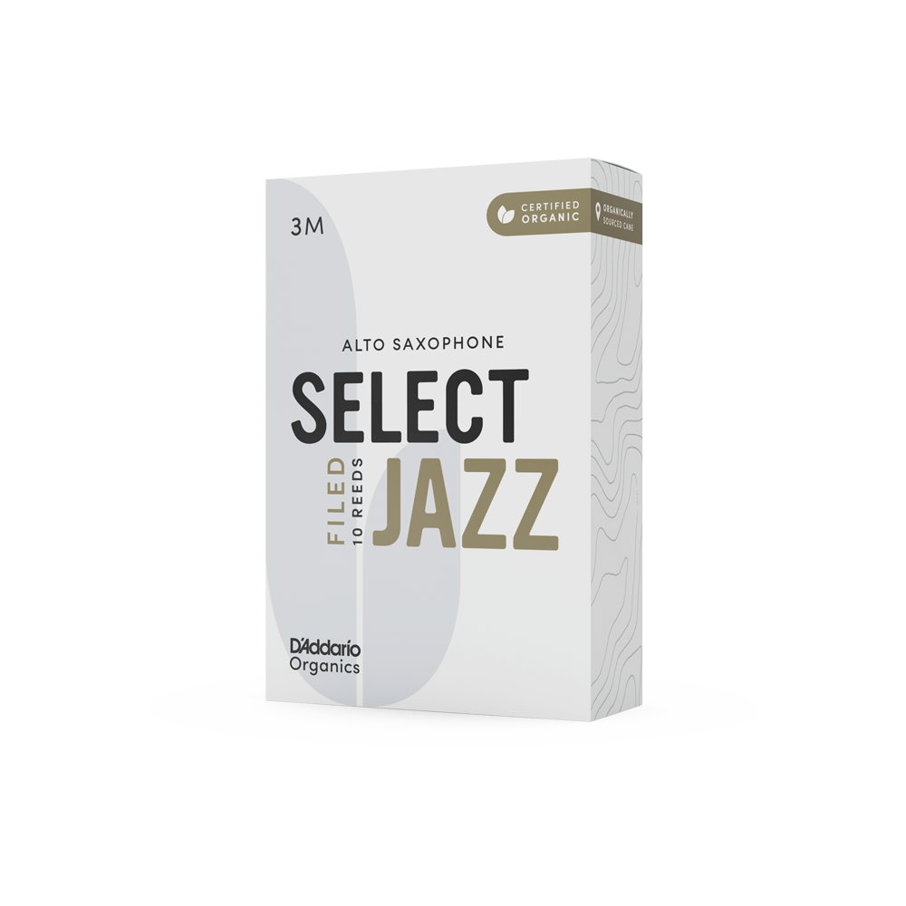 D'Addario Organic Select Jazz Filed Alto Saxophone Reeds, Strength 3 Medium, Individually-Sealed, 10-Pack