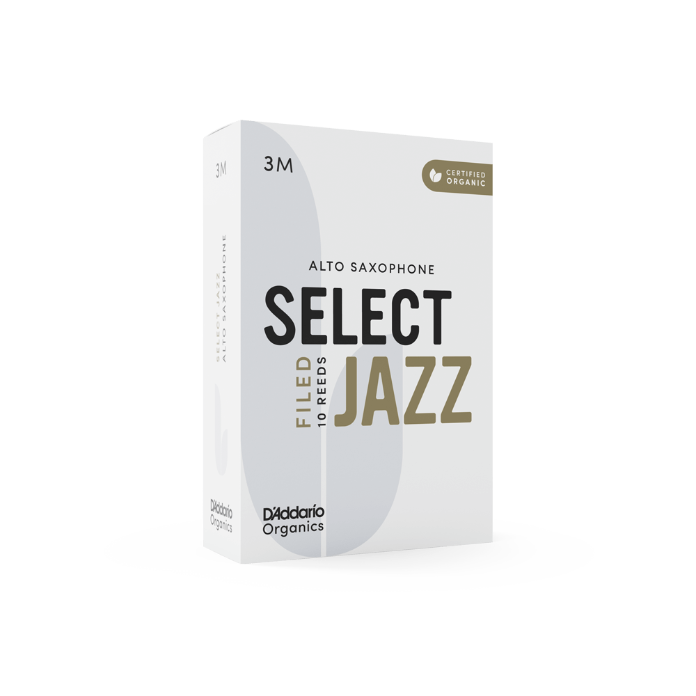 D'Addario Organic Select Jazz Filed Alto Saxophone Reeds, Strength 3 Medium, Individually-Sealed, 10-Pack