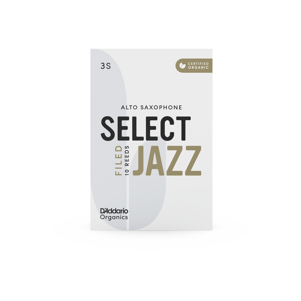 D'Addario Organic Select Jazz Filed Alto Saxophone Reeds, Strength 3 Soft, Individually-Sealed, 10-Pack