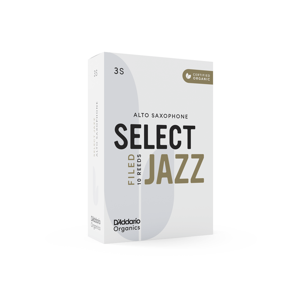 D'Addario Organic Select Jazz Filed Alto Saxophone Reeds, Strength 3 Soft, Individually-Sealed, 10-Pack
