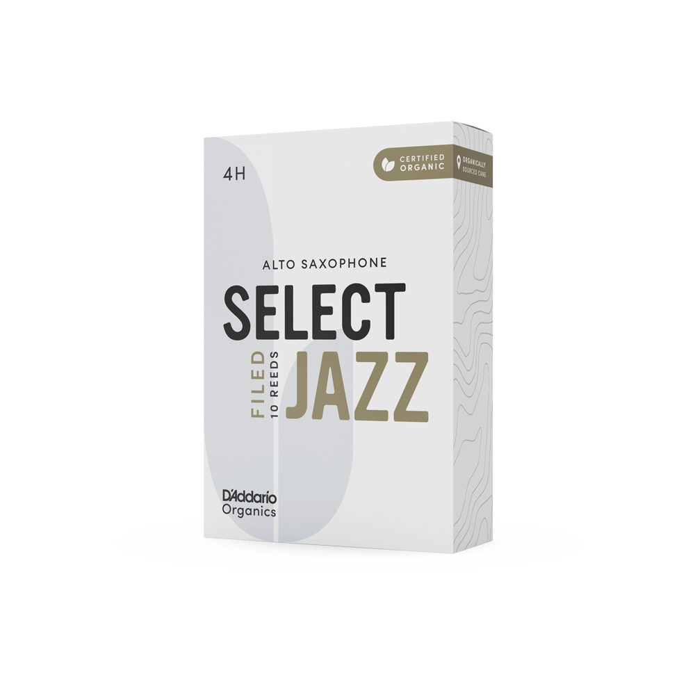 D'Addario Organic Select Jazz Filed Alto Saxophone Reeds, Strength 4 Hard, Individually-Sealed, 10-Pack