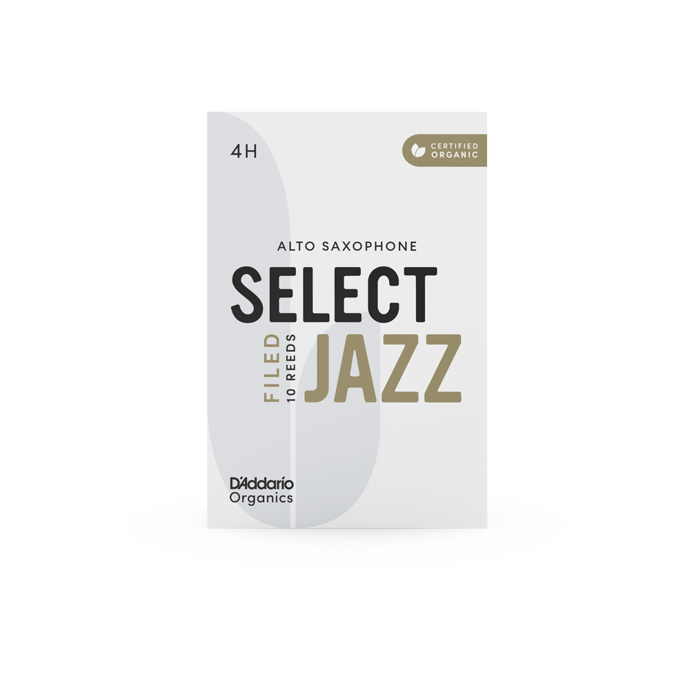 D'Addario Organic Select Jazz Filed Alto Saxophone Reeds, Strength 4 Hard, Individually-Sealed, 10-Pack