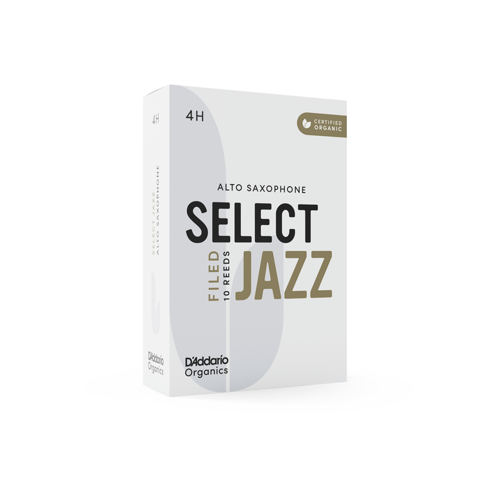 D'Addario Organic Select Jazz Filed Alto Saxophone Reeds, Strength 4 Hard, Individually-Sealed, 10-Pack