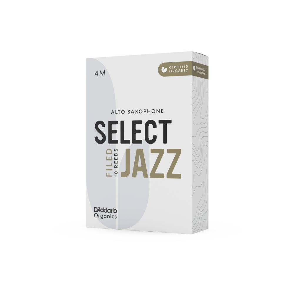 D'Addario Organic Select Jazz Filed Alto Saxophone Reeds, Strength 4 Medium, Individually-Sealed, 10-Pack