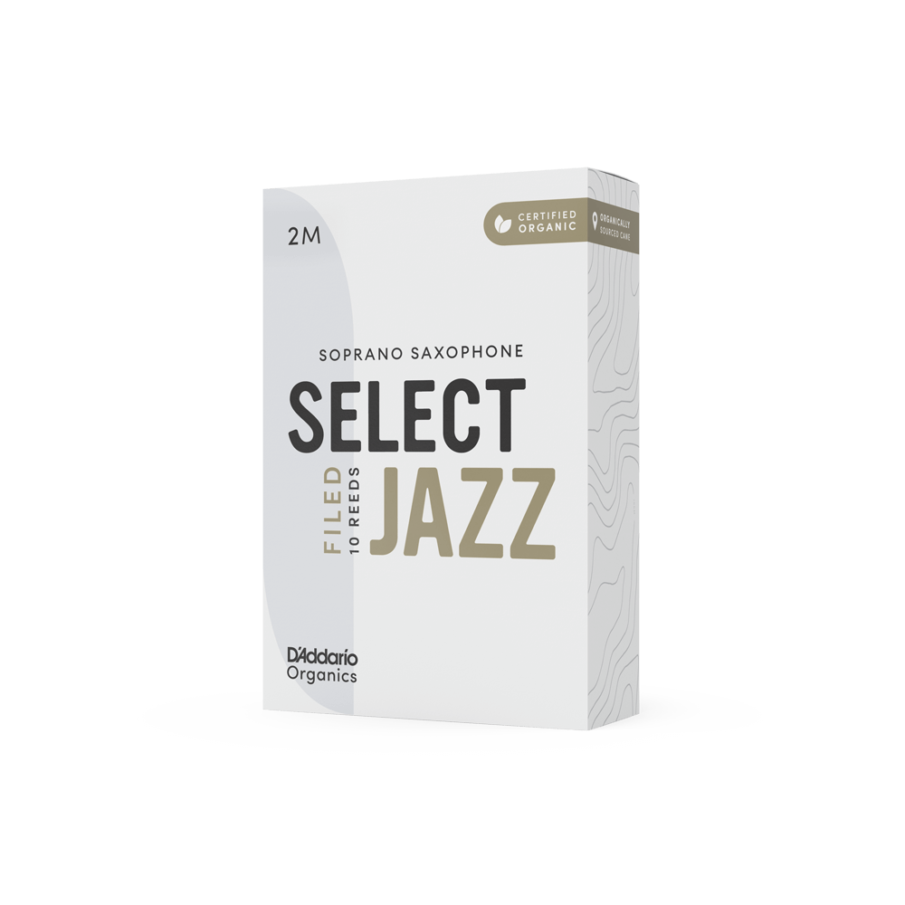 D'Addario Organic Select Jazz Filed Soprano Saxophone Reeds, Strength 2 Medium, Individually-Sealed, 10-Pack