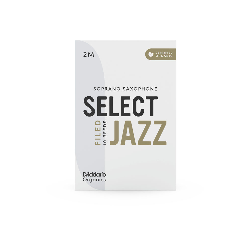 D'Addario Organic Select Jazz Filed Soprano Saxophone Reeds, Strength 2 Medium, Individually-Sealed, 10-Pack