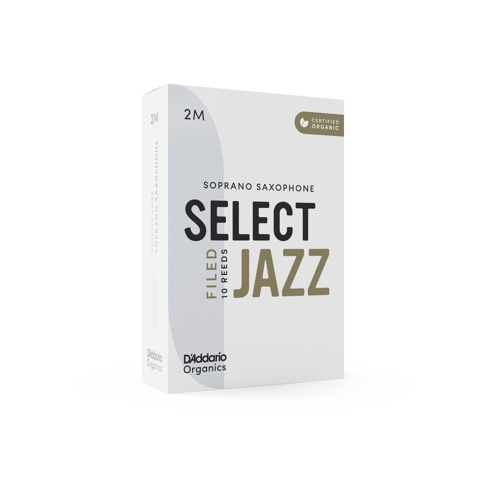 D'Addario Organic Select Jazz Filed Soprano Saxophone Reeds, Strength 2 Medium, Individually-Sealed, 10-Pack