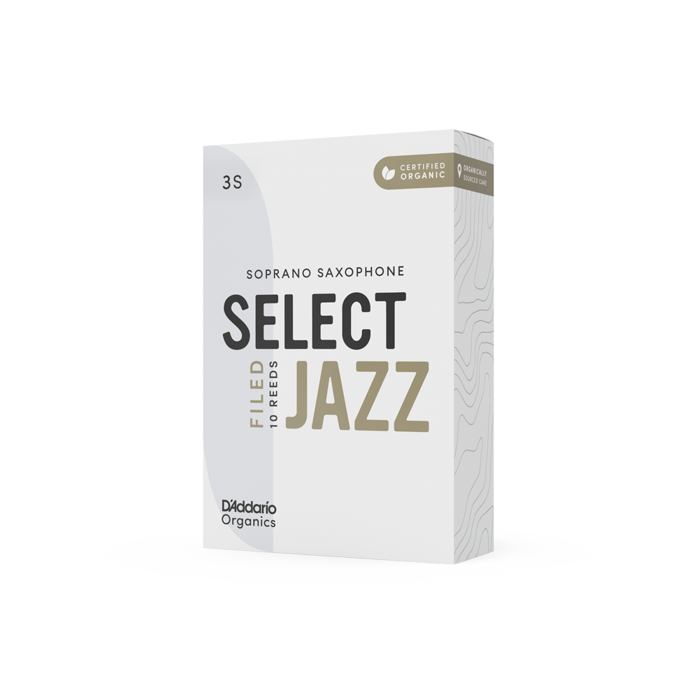 D'Addario Organic Select Jazz Filed Soprano Saxophone Reeds, Strength 3 Soft, Individually-Sealed, 10-Pack