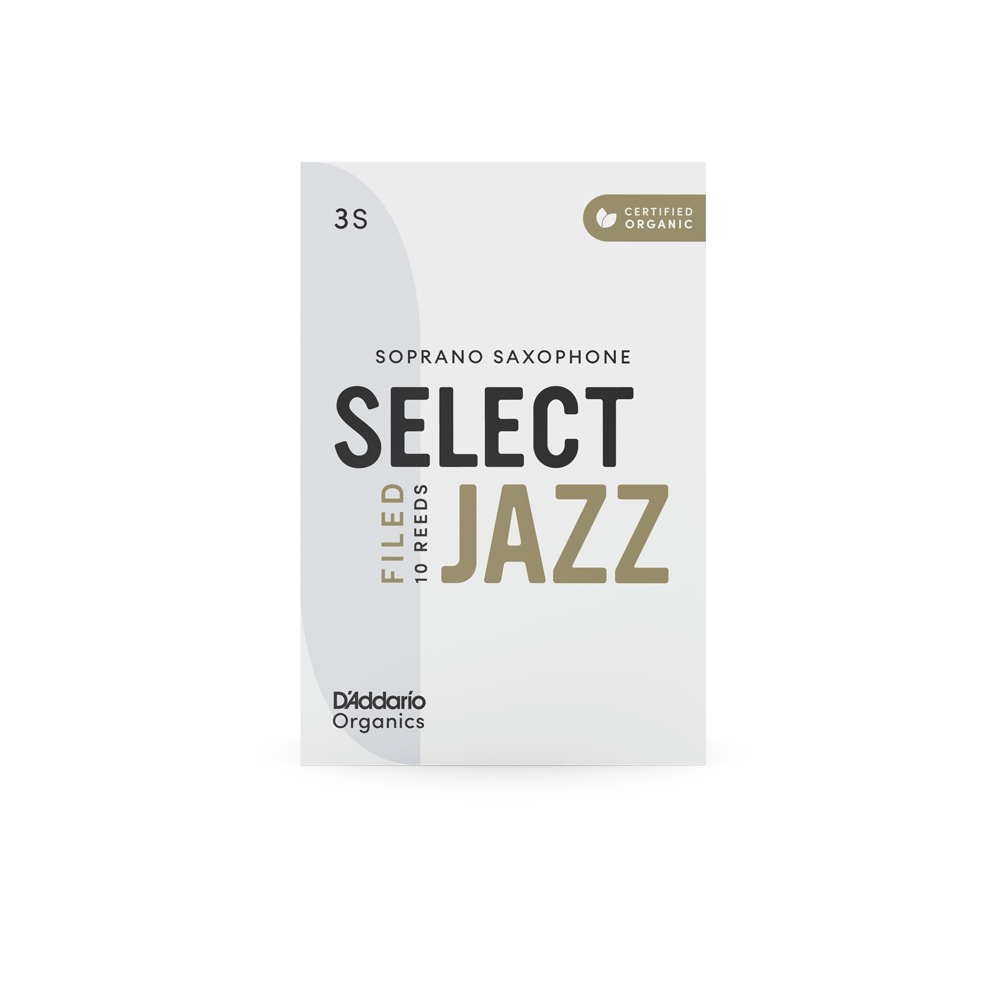 D'Addario Organic Select Jazz Filed Soprano Saxophone Reeds, Strength 3 Soft, Individually-Sealed, 10-Pack