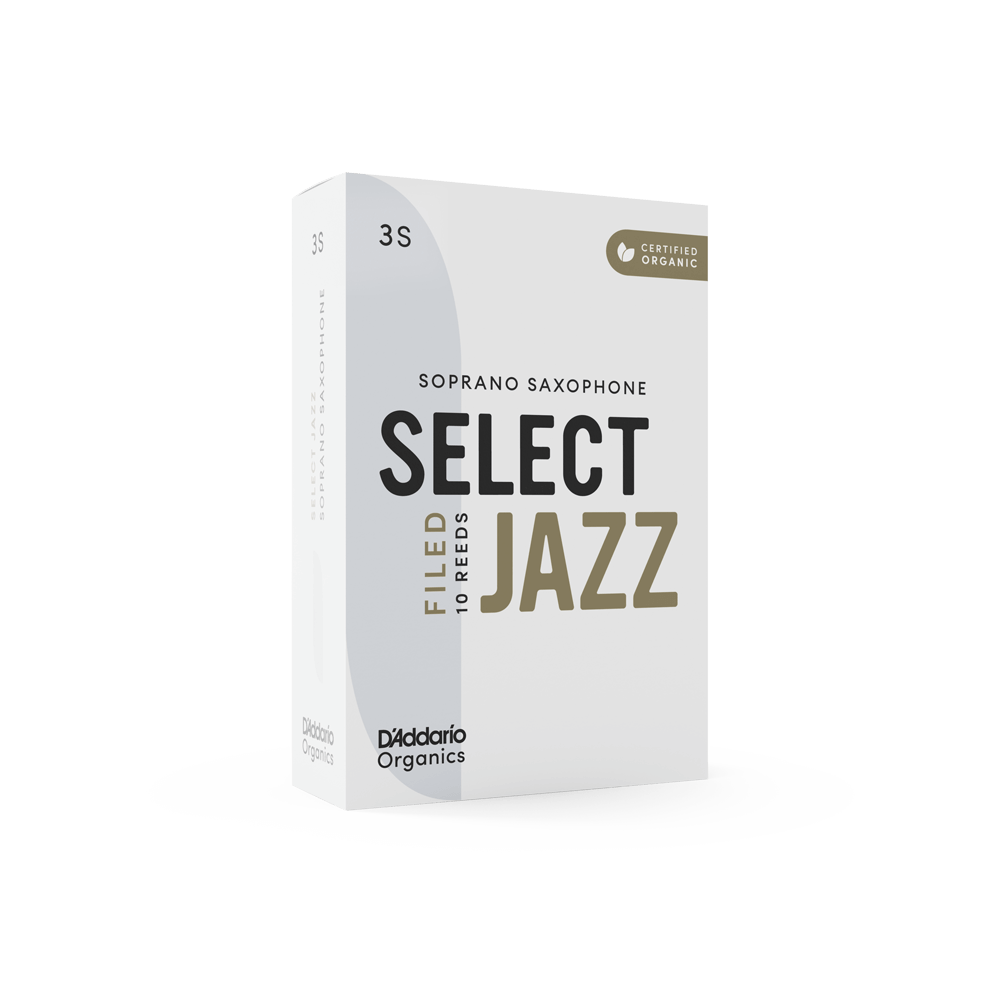 D'Addario Organic Select Jazz Filed Soprano Saxophone Reeds, Strength 3 Soft, Individually-Sealed, 10-Pack