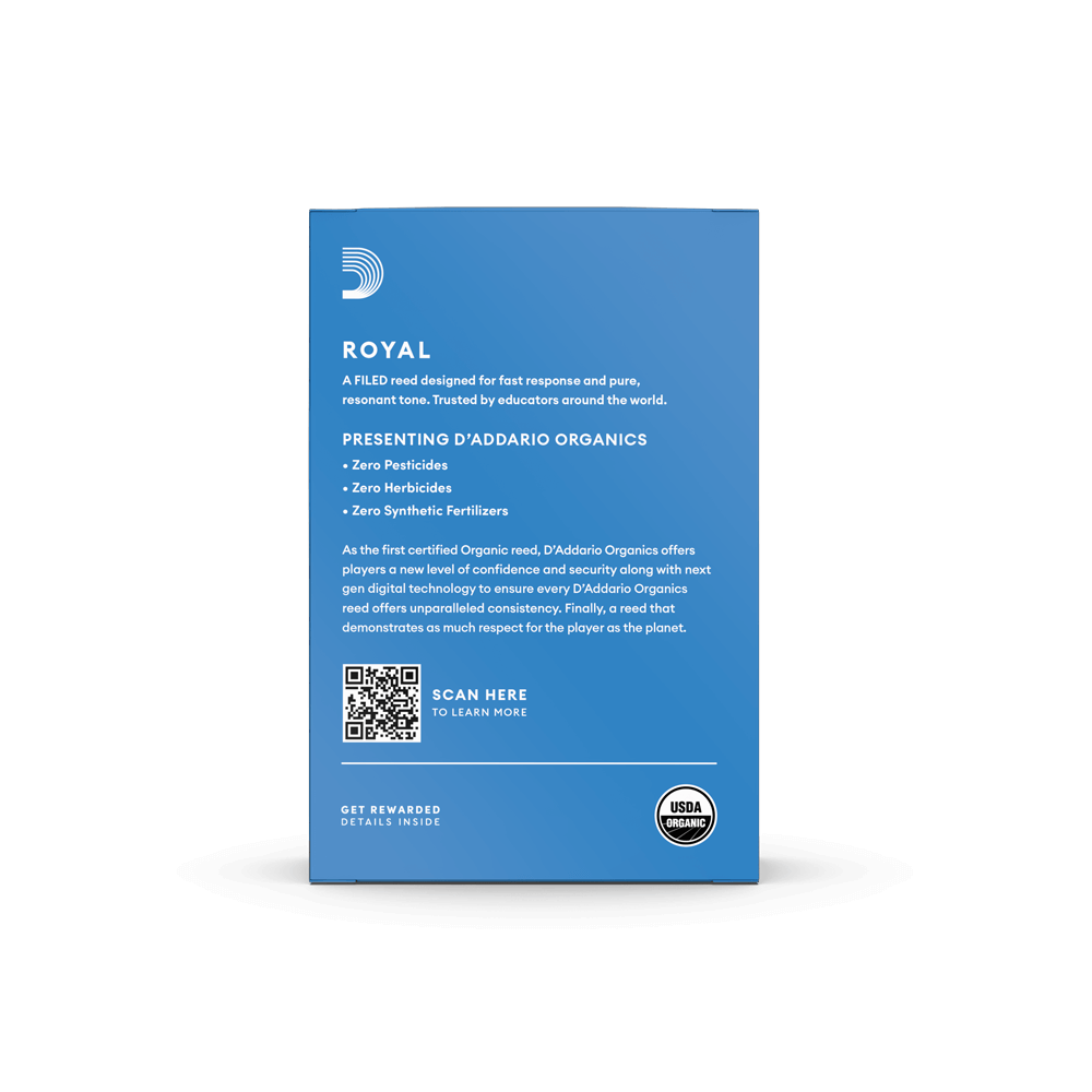 Royal Organic Eb Clarinet Reeds, Strength 2.0, 10-Pack 