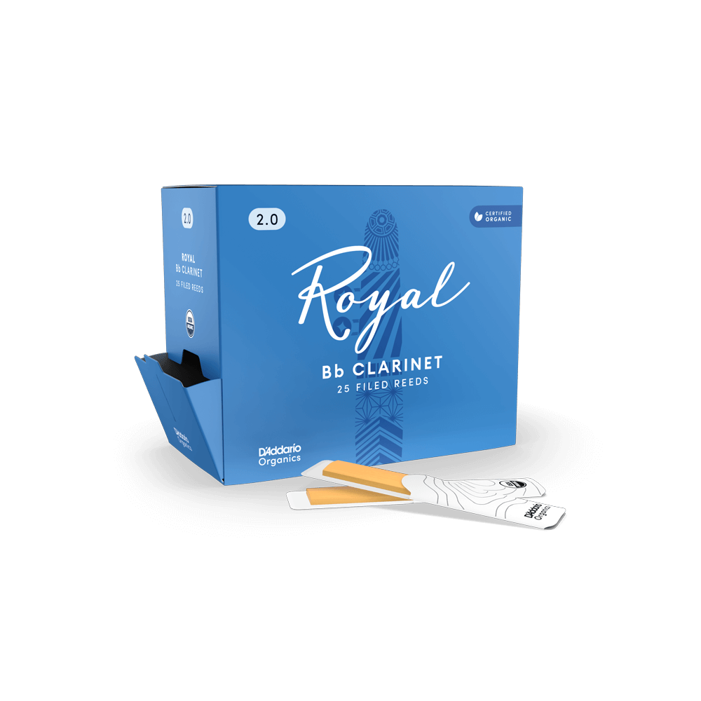 Royal Organic Bb Clarinet Reeds, Strength 2.0, Bulk 25
