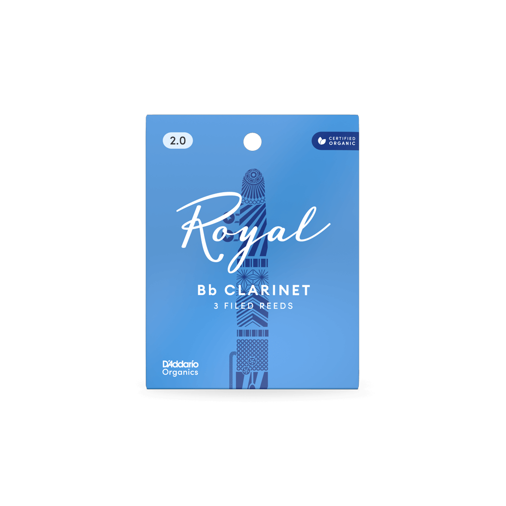 Royal Organic Bb Clarinet Reeds, Strength 2.0, 3-Pack 