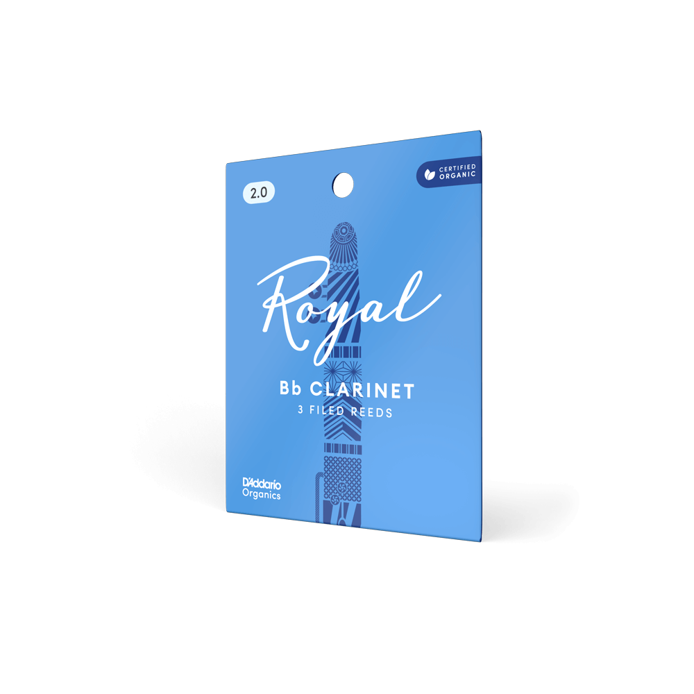 Royal Organic Bb Clarinet Reeds, Strength 2.0, 3-Pack 