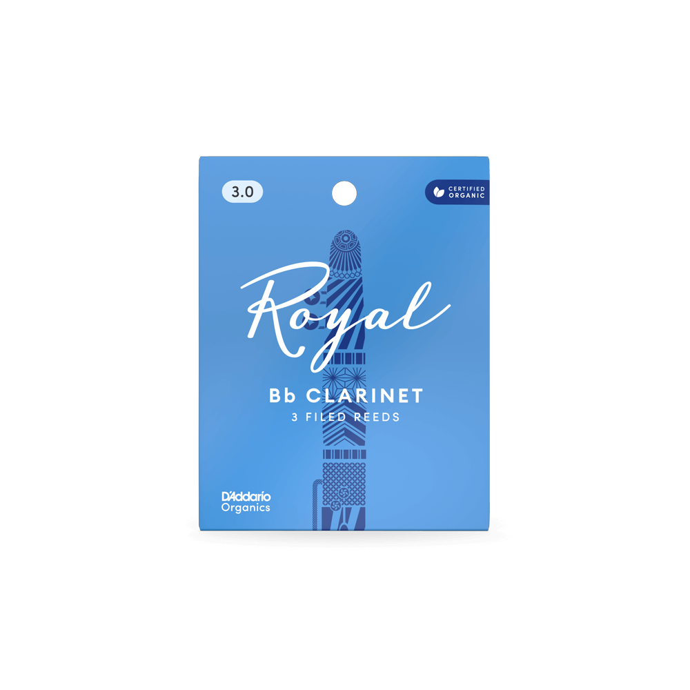 Royal Organic Bb Clarinet Reeds, Strength 3.0, 3-Pack 