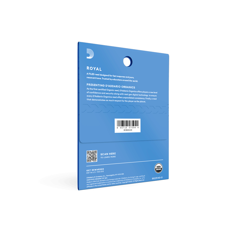 Royal Organic Bb Clarinet Reeds, Strength 3.0, 3-Pack 