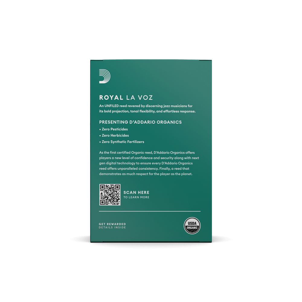 Royal La Voz Organic Bb Clarinet Reeds, Strength Medium, 10-pack