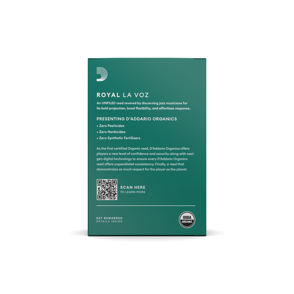 Royal La Voz Organic Bb Clarinet Reeds, Strength Medium Soft, 10-pack