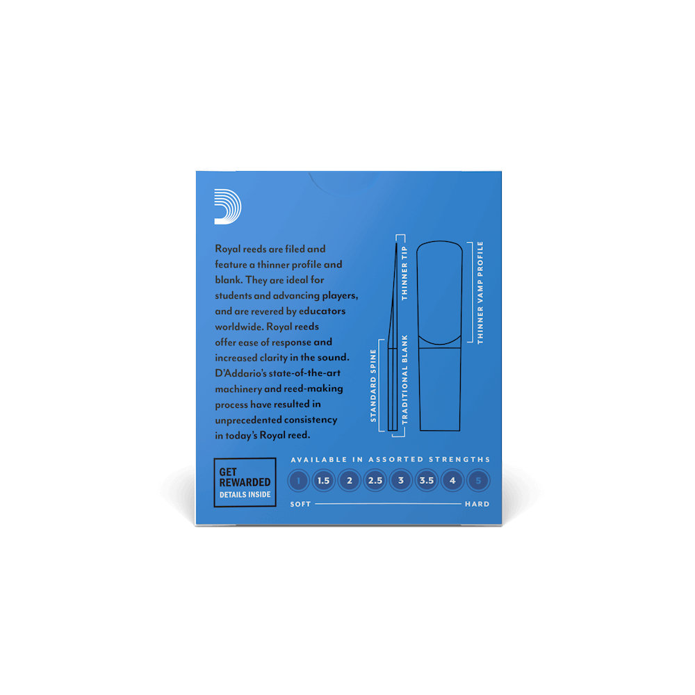 Royal by D'Addario Alto Clarinet Reeds, Strength 1.5, 10 Pack