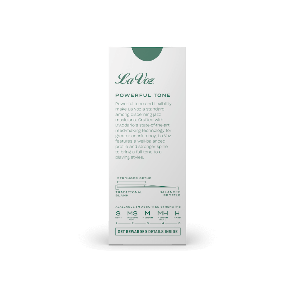 La Voz Bass Clarinet Reeds, Strength Medium, 5 Pack