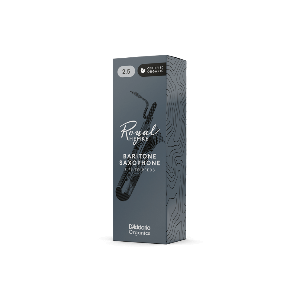 Royal Hemke Organic Baritone Saxophone Reeds, Strength 2.5, 5-pack