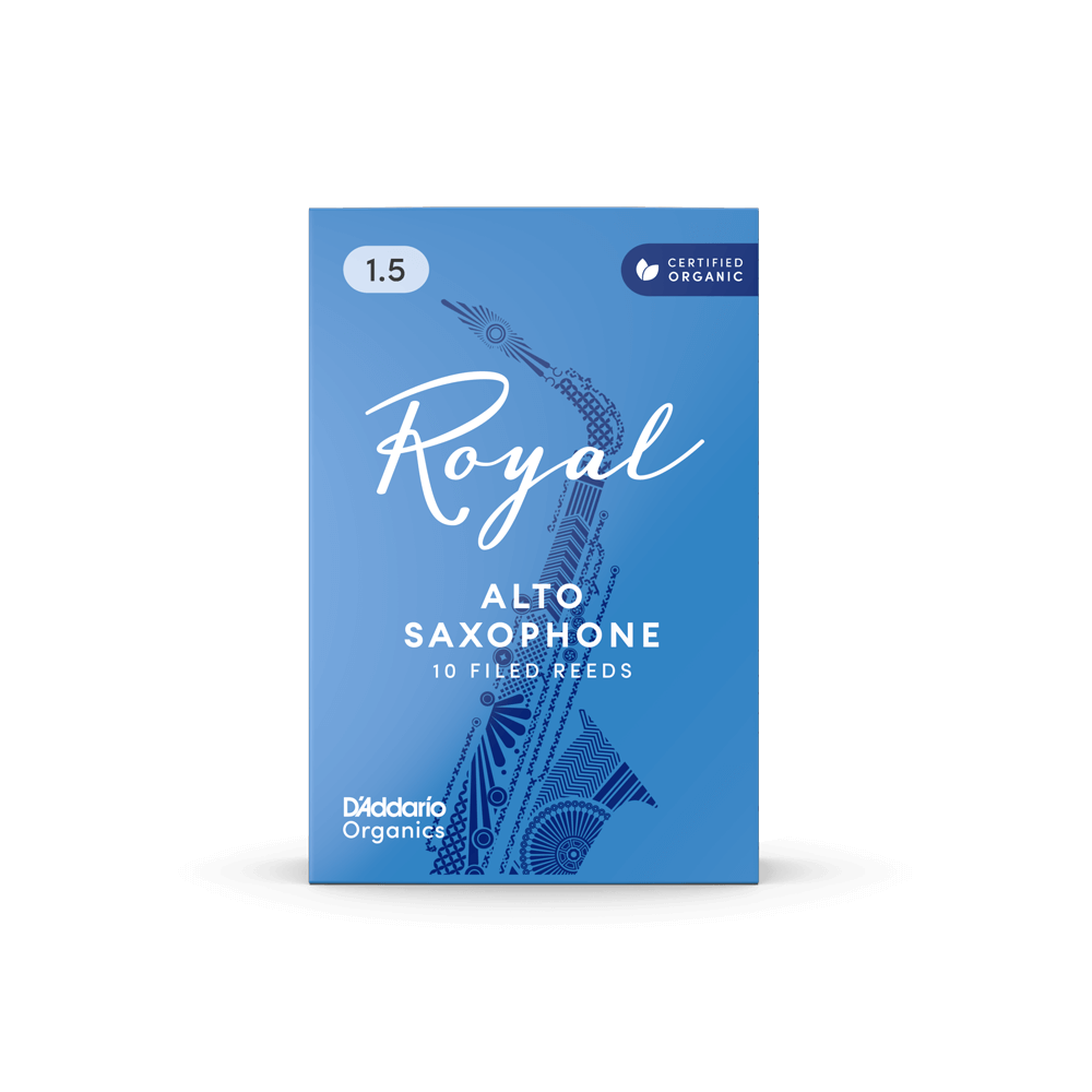 Royal Organic Alto Saxophone Reeds, Strength 1.5, 10-Pack