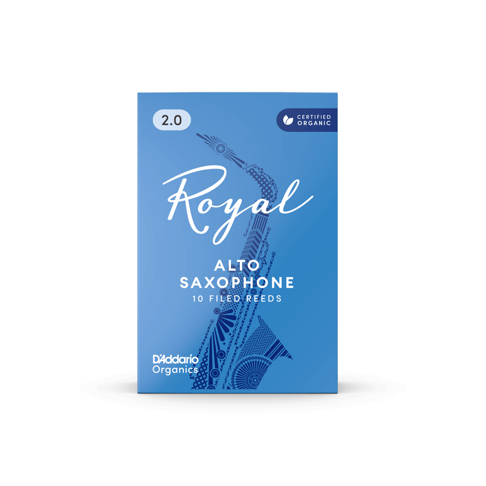Royal Organic Alto Saxophone Reeds, Strength 2.0, 10-Pack