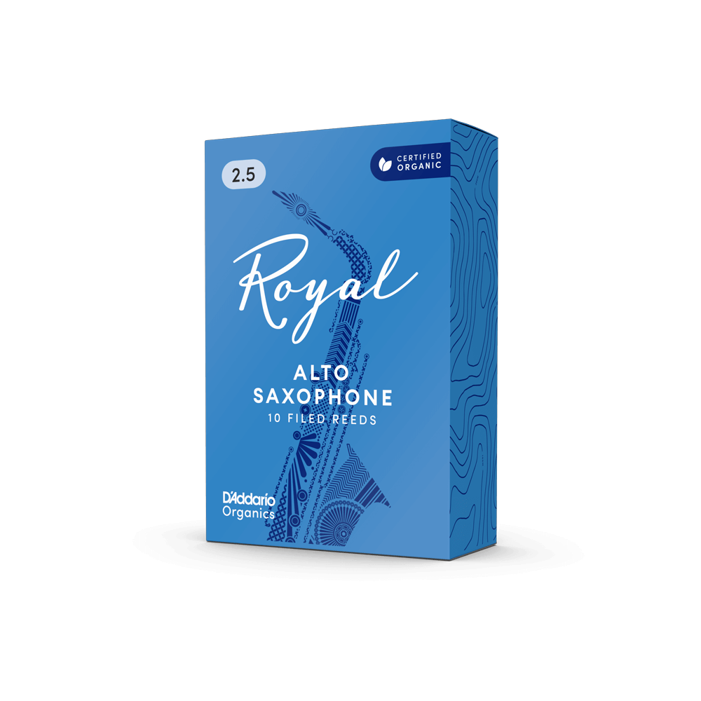 Royal Organic Alto Saxophone Reeds, Strength 2.5, 10-Pack