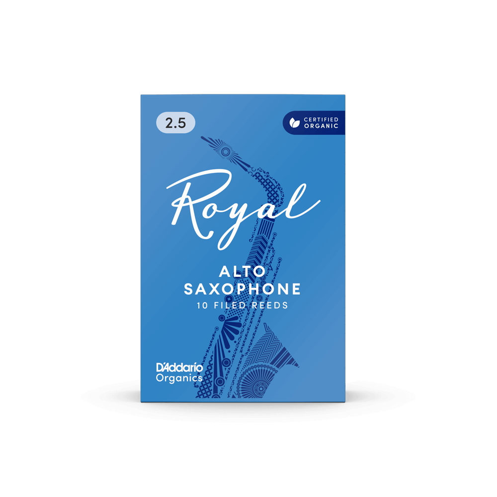 Royal Organic Alto Saxophone Reeds, Strength 2.5, 10-Pack