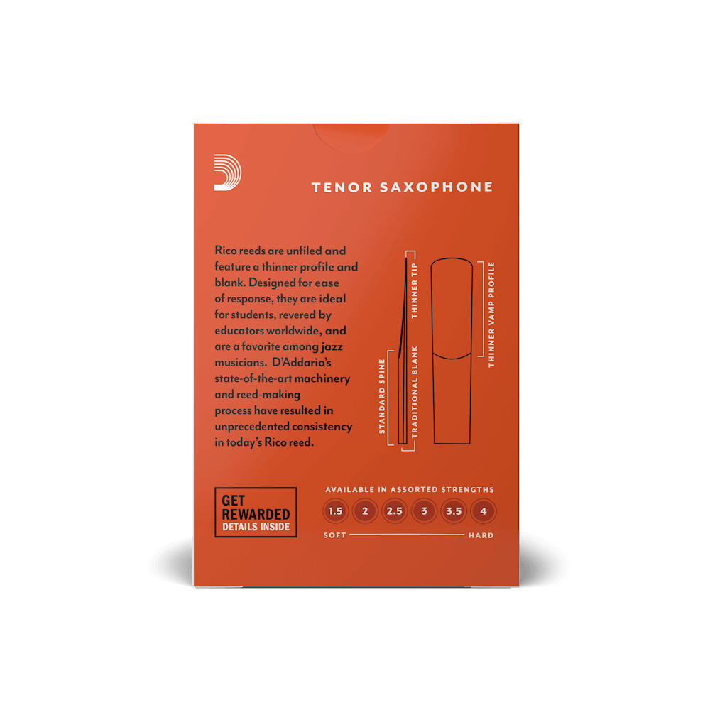 Rico by D'Addario Tenor Sax Reeds, Strength 3, 10-pack