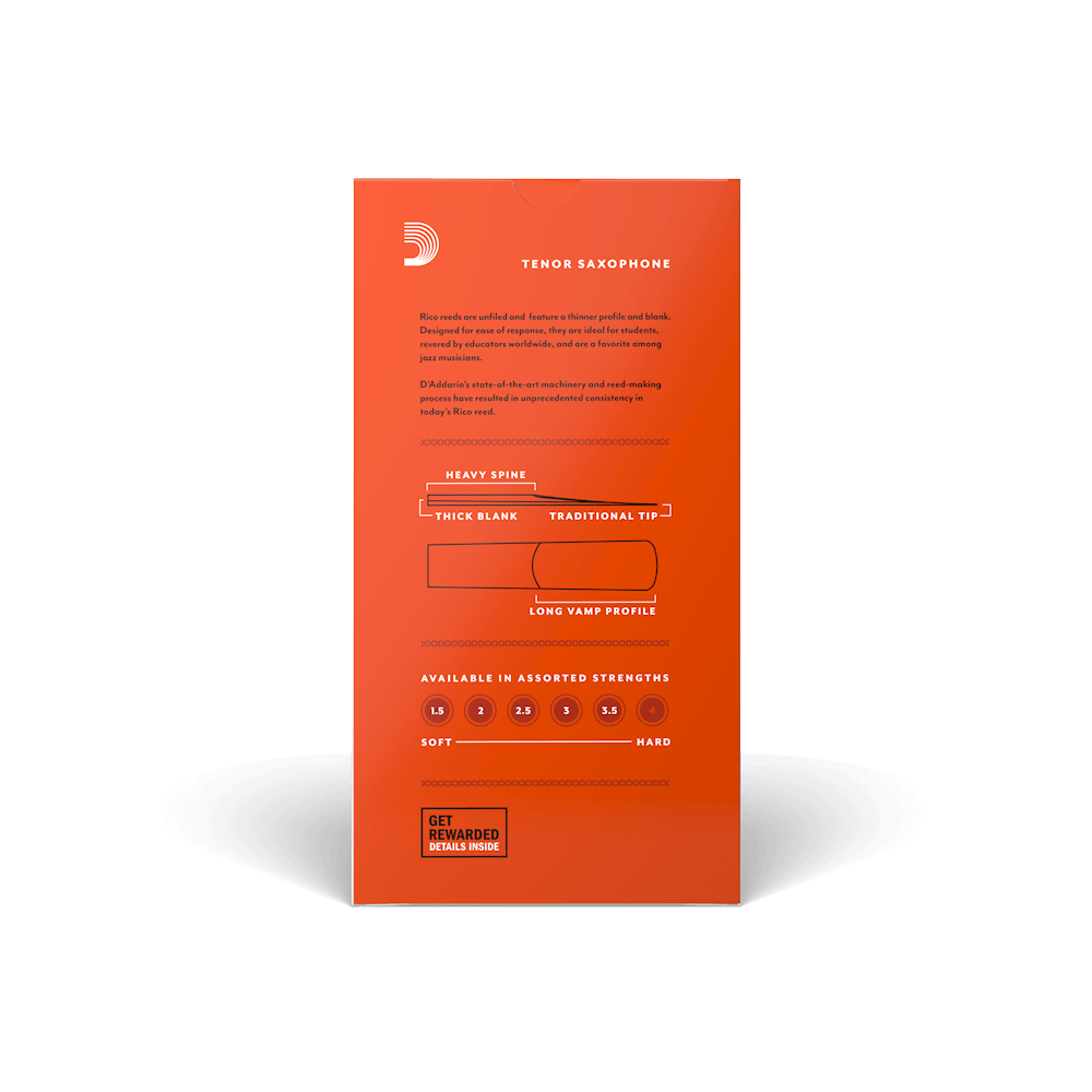 Rico by D'Addario Tenor Sax Reeds, Strength 3.5, 25-pack